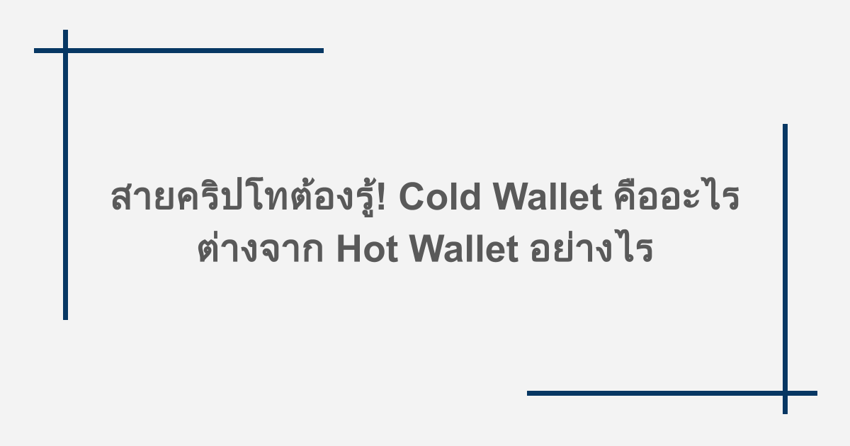 สายคริปโทต้องรู้! Cold Wallet คืออะไร ต่างจาก Hot Wallet อย่างไร